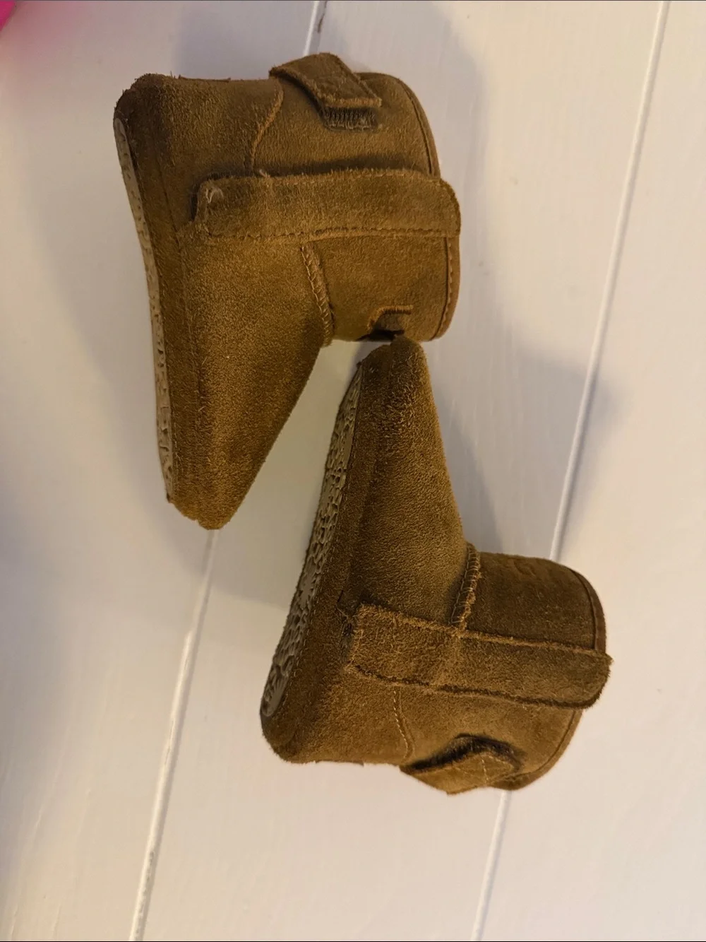 UGG Toddler Chestnut Suede Booties with Hook-and-Loop Strap
